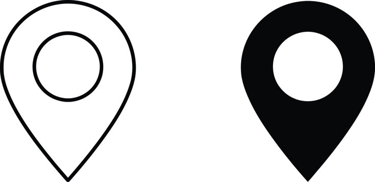 Map pin icons in line and solid styles for location markers