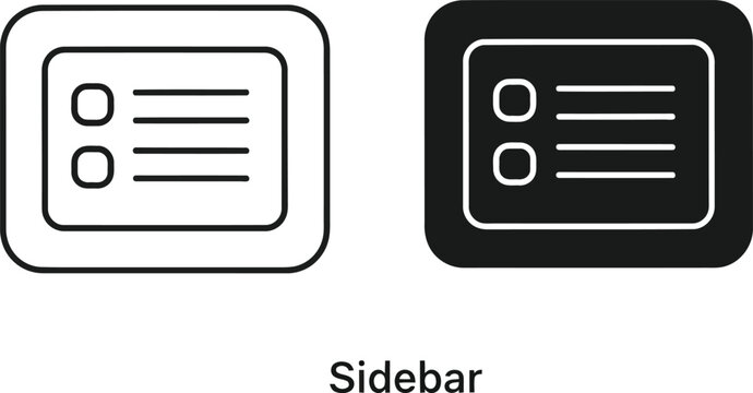 Sidebar menu icon set line and filled versions for ui ux design