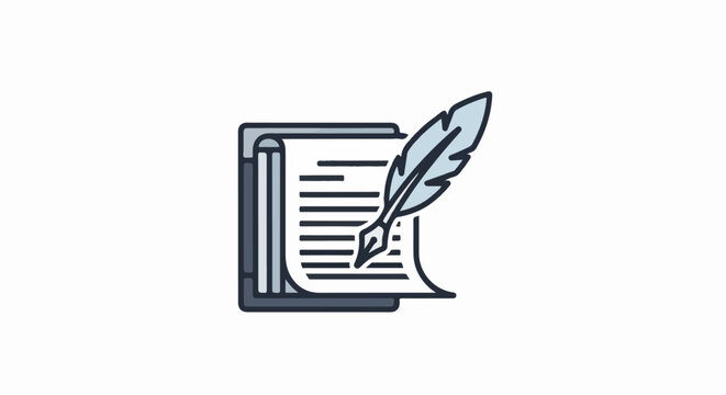 An open book with lines of text and a quill pen poised to write