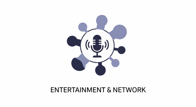 Abstract representation of a microphone within a circular network of connecting dots
