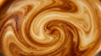 The coffee and milk were stirred together until they blended to create a pattern