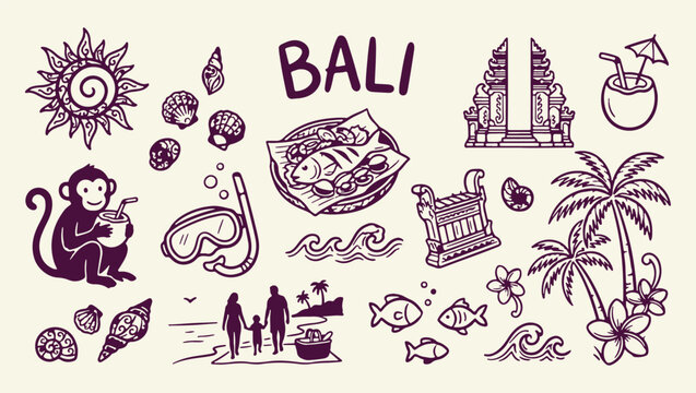 bali travel tourism heritage pattern, tropical island vacation beach background, traditional balinese culture art illustration, iconic bali temple landmark design, exotic island travel souvenir print,