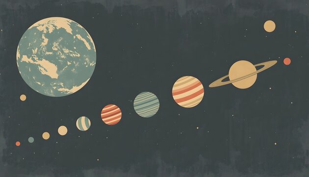 Scheme of solar system. Galaxy system solar with planets set illustration.