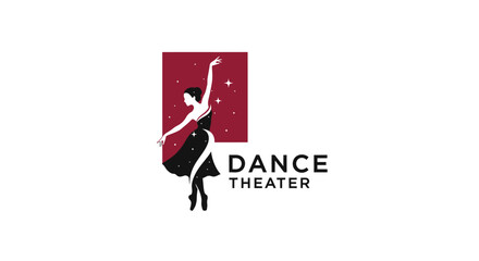 Obraz premium Elegant Silhouette of a Ballet Dancer in a Square Frame, Emblematic of Dance Theater Productions and Artistic Performances