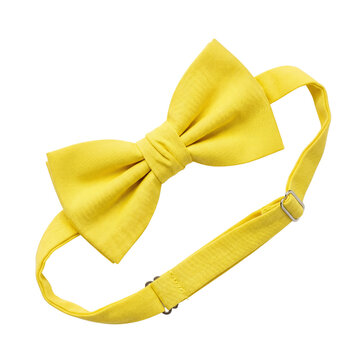 Bright Yellow Linen Bow Tie with Adjustable Strap, Formal Accessory for Men