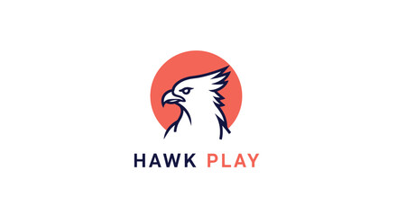 Obraz premium Hawk Play Logo A Striking Emblem Featuring a Majestic Hawk Silhouette within a Vibrant Coral Circle
