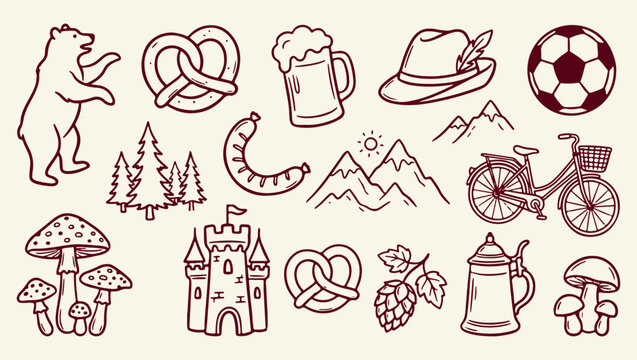 german octoberfest beer pretzel pattern, traditional german festival background, cultural beer illustration, festival food print, german icons, festival design, german art, german wallpaper
german, oc