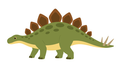 Cute green stegosaurus dinosaur cartoon vector illustration © icon_art