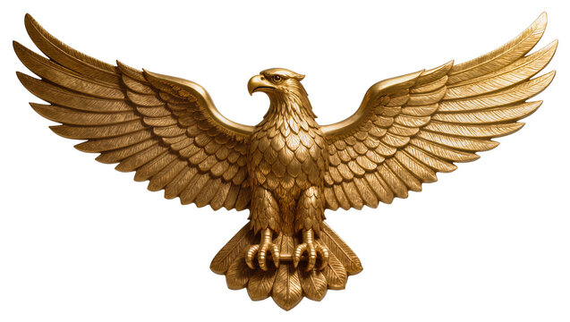 Golden eagle statue with spread wings