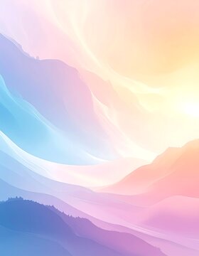 Vibrant abstract landscape with colorful sunset.