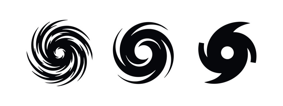 Hurricane and cyclone weather icons - powerful storm and vortex symbols