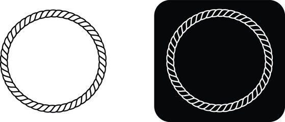 Circular rope border frame in black and white © Rubina