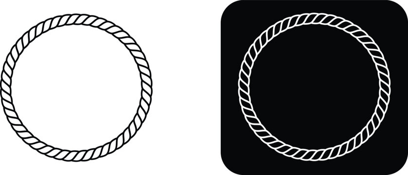 Circular rope border frame in black and white