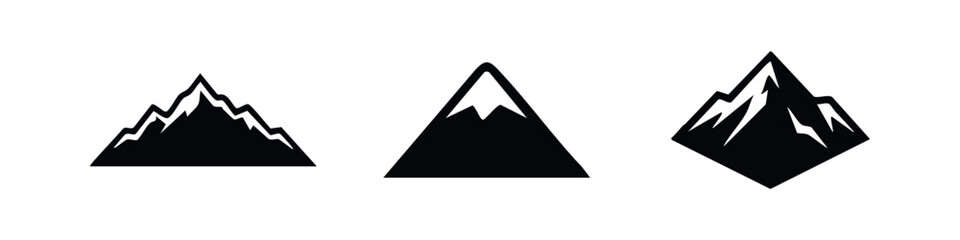 Mountain Range Icons, Peak and Summit Vector Symbols © Lili
