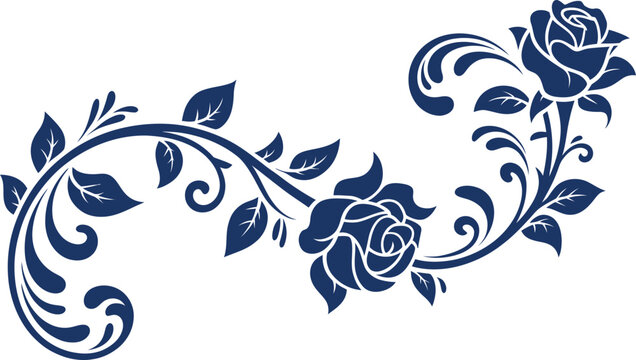 Blue floral rose vine decorative
