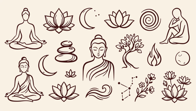 buddha zen meditation spiritual pattern, peaceful spiritual zen background, buddha lotus zen illustration, meditation spiritual art print, zen spiritual icons, peaceful design, spiritual training art,