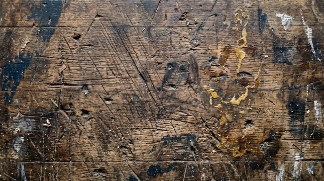 The old wooden wall shows signs of heavy weathering with scratches and marks visible on its surface in a close-up view outdoors.