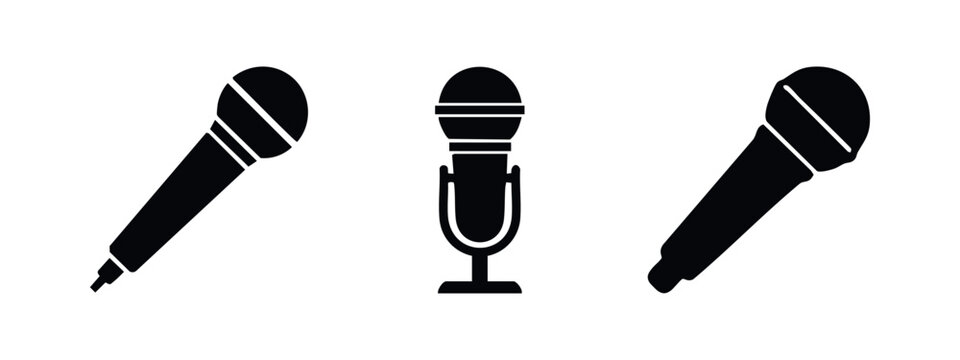 Microphone icons for audio recording and performance.