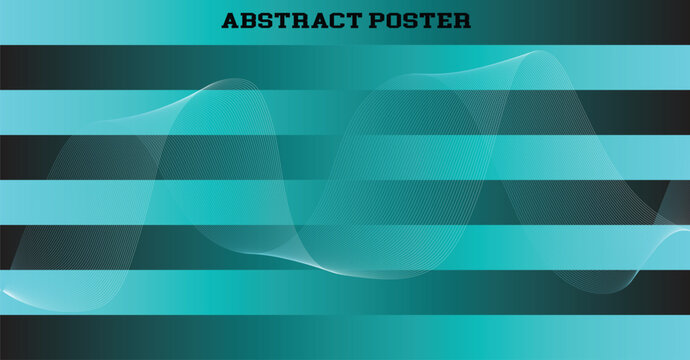 Intricate geometric line pattern on turquoise striped abstract poster with abstract, geometric