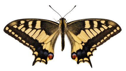 Yellow and black swallowtail butterfly with detailed wings © Solene