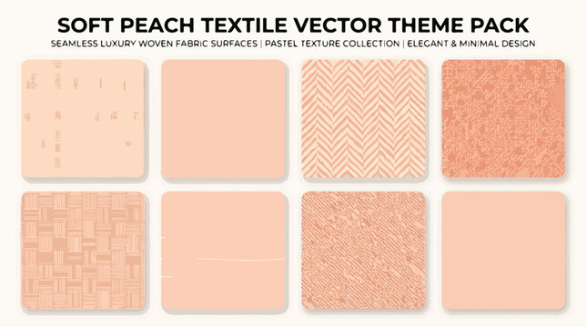 Soft peach textile vector theme pack, seamless luxury woven fabric surfaces, pastel texture collection with elegant minimal design