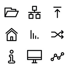 Linear icons for data storage network connectivity file management information and graphic report. © ShibPada