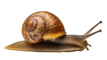 Garden snail with brown spiral shell and textured body © Aino