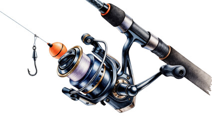 Fishing rod with reel hook, and orange bobber © Friedrich