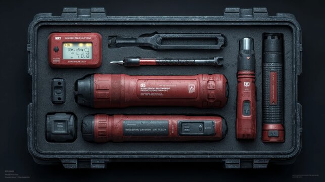 Professional Tool Kit with Flashlights and Electronic Tester