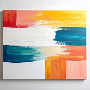 Vibrant abstract painting on canvas wall.