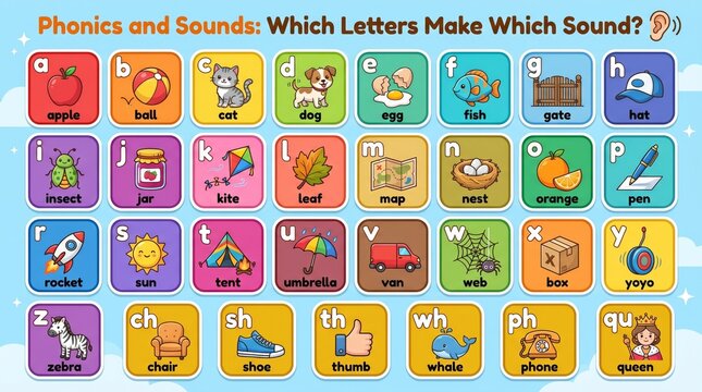 Phonics sounds and blends preschool learning chart comprehensive reference