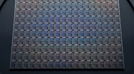 Fototapeta na wymiar Diced silicon wafer die grid with dicing lane matrix
