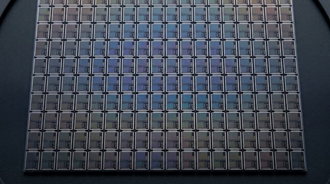 Diced silicon wafer die grid with dicing lane matrix