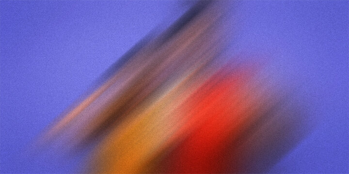 Abstract image showcasing blurred diagonal streaks of vivid red, orange, and brown against a textured periwinkle blue background.