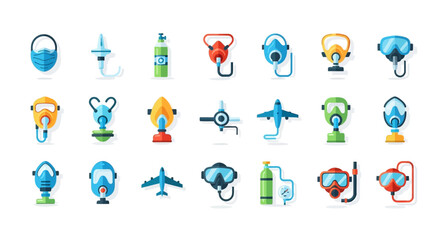 Fototapeta premium Collection of Various Scuba Diving Icons.