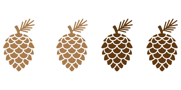 Four pine cones with needles illustration