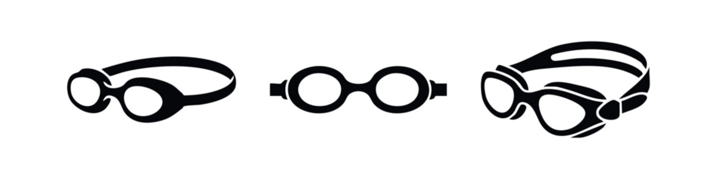 Vintage pilot or swimming goggles vector icon set for protection and safety.