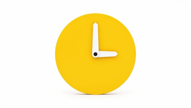 A minimalist illustration of a yellow clock with white hands on a plain background.