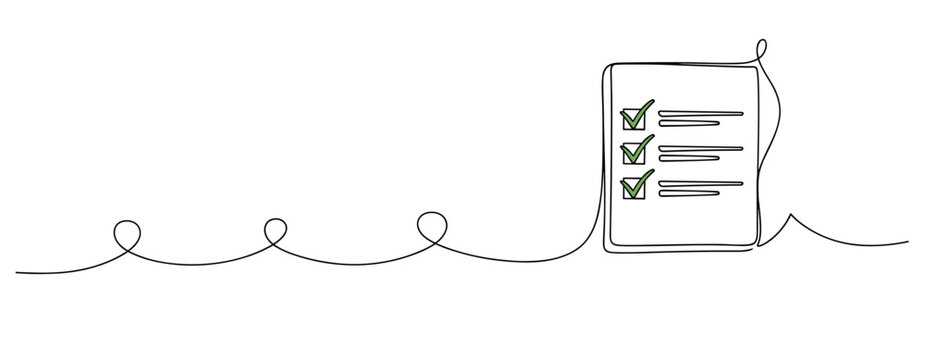 Checklist document showing checked items on continuous line. no editable strokes