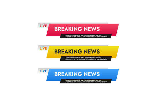 Live Breaking news banners set in different colors news program