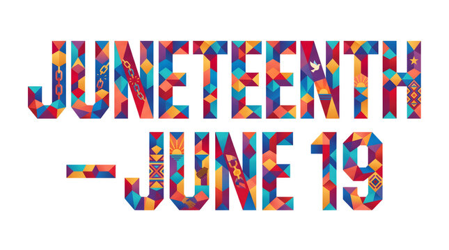 Juneteenth freedom day june 19 geometric pattern usa african american history celebration.