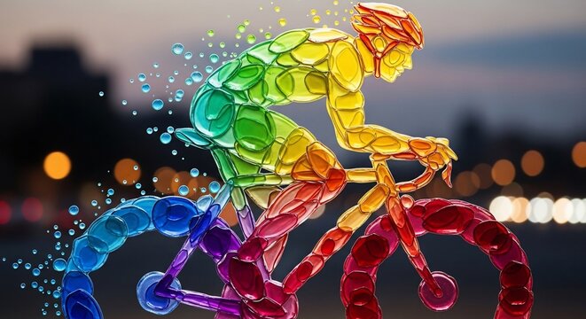 Cyclist riding bicycle illustration