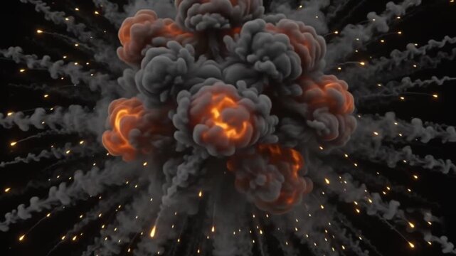 Fiery Explosion Sparks Overlay featuring dense fireball erupts outward VFX Overlay