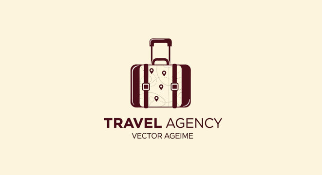 Classic suitcase emblem representing a sophisticated travel agency, offering seamless journeys and memorable holiday experiences for avid explorers