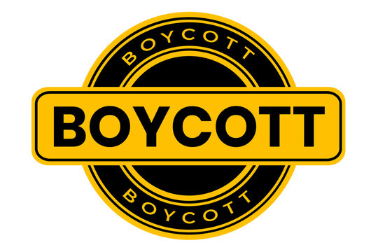 boycott label round stamp yellow black element png file	
