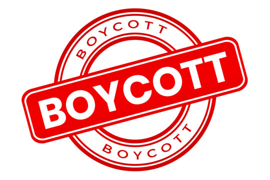boycott round stamp red label element png file	