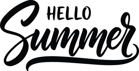 Hello summer hand lettered typography silhouette seasonal greeting for summer promotions and designs © NASIMA