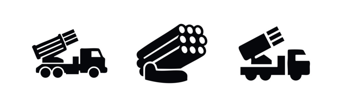 Multiple Rocket Launcher and Rocket Tube Icons Set