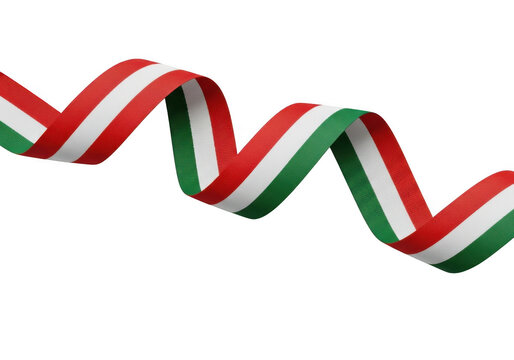 A wavy ribbon with the colors of the hungarian flag isolated on transparent background