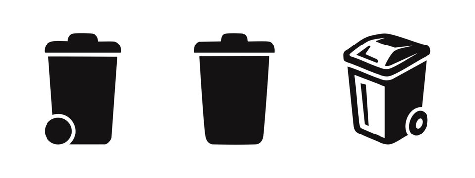 Wheelie Bin and Trash Can Icons Set